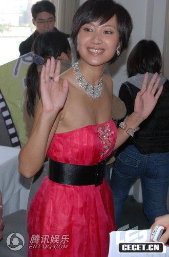 徐靜蕾抹胸紅裙亮相