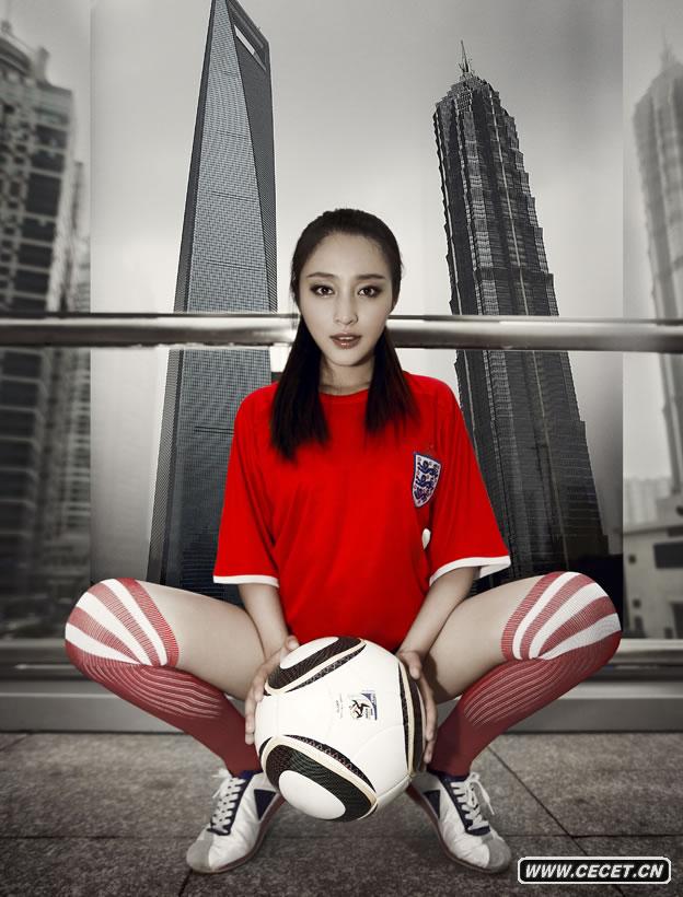 甘婷婷身穿熱辣足球服