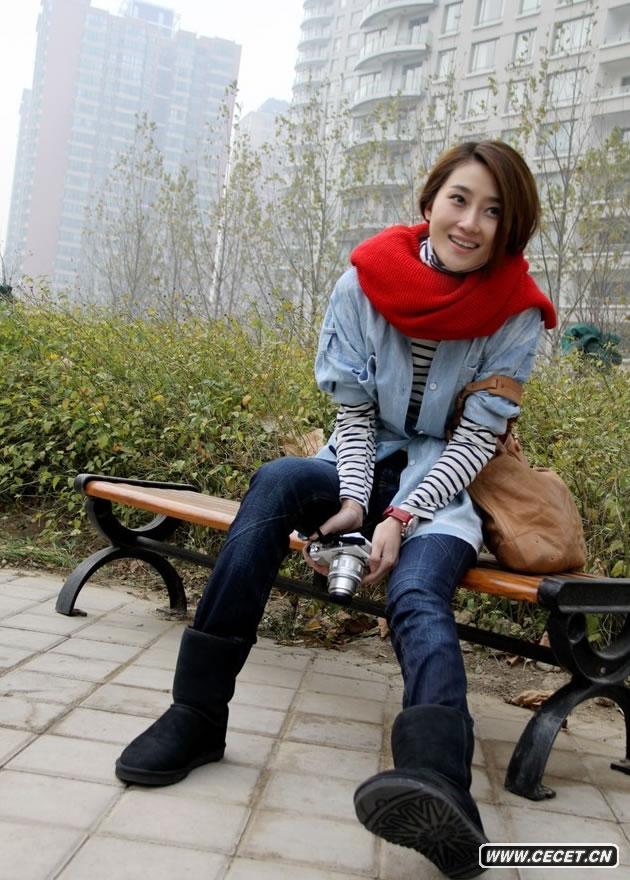 林鵬冬日街拍高挑身材