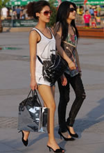 街拍的兩個(gè)時(shí)尚太陽(yáng)鏡