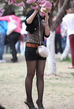 桃花樹(shù)下的短褲黑絲美