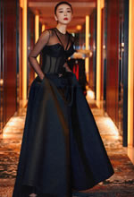 高葉黑紗長(cháng)裙極簡(jiǎn)雅致